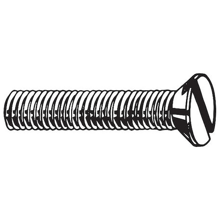 #10-24 x 3-1/2 in Slotted Flat Machine Screw, Plain 18-8 Stainless Steel, 50 PK