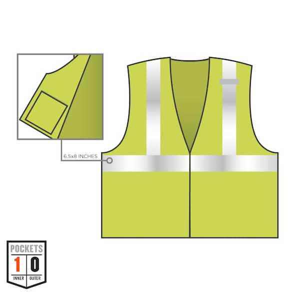 Ergodyne L Lime Economy Breakaway Mesh Vest Class 2 - Single Vest 8215BA-S