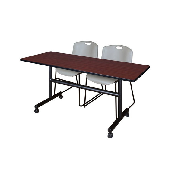 Rectangle FlipTop Table, 60" W, 29" H, Laminate Top, Mahogany