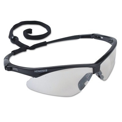 V30 Nemesis Safety Glasses, Indoor/Outdoor, Polycarbonate Lens, Uncoated, Black Frame/Temple, Nylon 25685