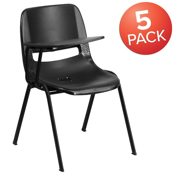 Flash Furniture Black Ergonomic Shell Chair with Ri,PK5 5-RUT-EO1-BK-RTAB-GG Flash Furniture Black Ergonomic Shell Chair with Ri,PK5 5-RUT-EO1-BK-RTAB-GG