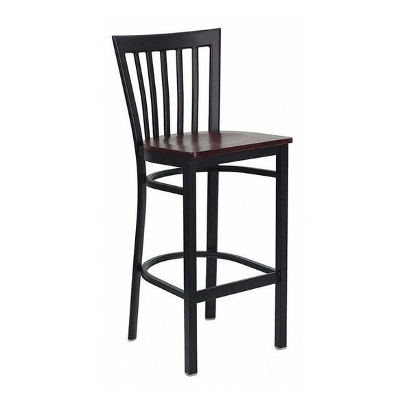 Flash Furniture Restaurant Stool,School Back,Mah Seat XU-DG6R8BSCH-BAR-MAHW-GG