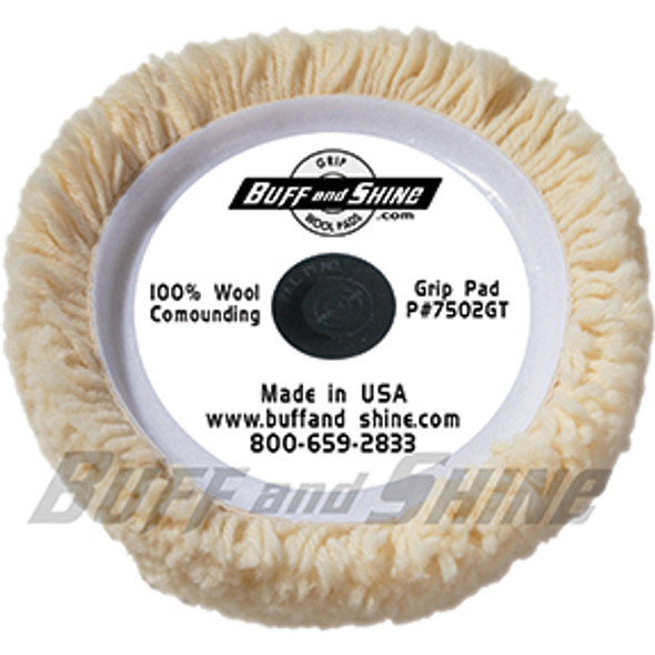 7.5" dia. X 1.25" 100% 4-ply twisted wool grip pad with a centering tee "Heavy cutting pad" 7502GT
