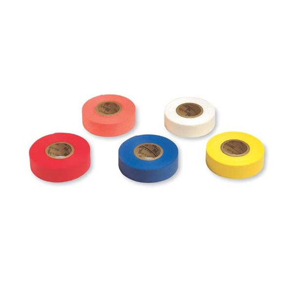 Flagging Tape, No Legend, White, 1 in Wide x 100 ft Length, Cellulosic, 3 mil