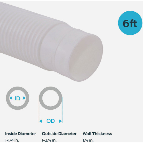 Eastman EZ-Flo 1-1-4 In. ID x 6 Ft. L. White Bilge Hose 98587 423139