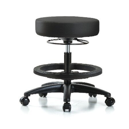 Bench Stool, Med, Vinyl, BF, Casters, BLK