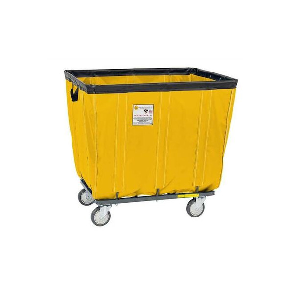 Antimicrobial Vinyl Basket Truck with Steel Base, 8 Bushel, Yellow