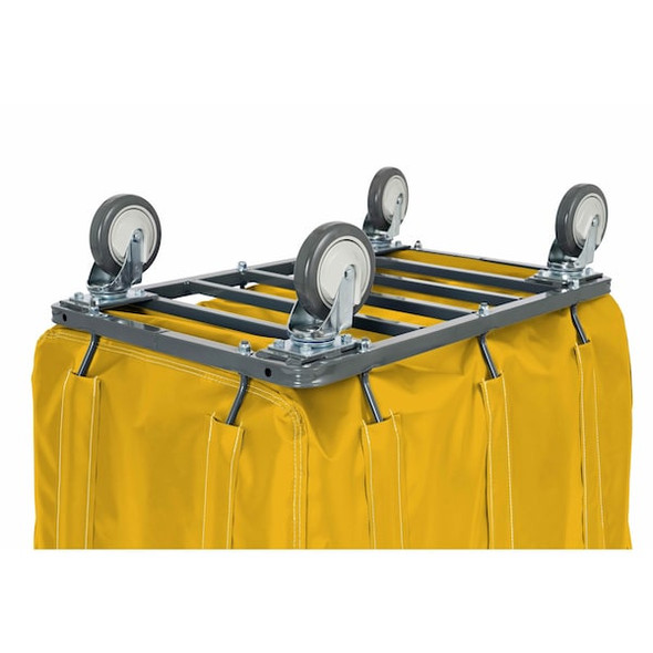 R&b Wire Products Antimicrobial Vinyl Basket Truck with Steel Base, 8 Bushel, Yellow 408SOC/ANTI/YEL