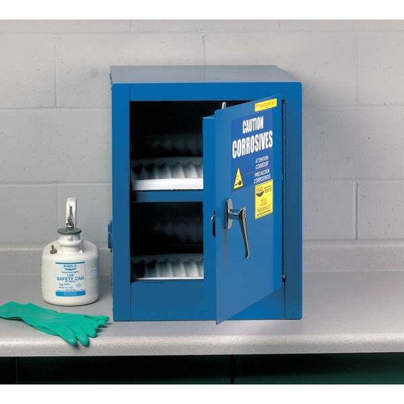 Hazardous Material Storage Cabinet, 4 gal, 1 Shelves, Steel, 17 in W x 22 in H x 17 in D, Blue