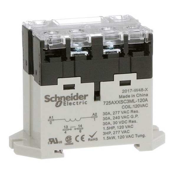 DIN Rail & Top Flange, Enclosed Power Relay, 30 A, 4 Pins, Screw
