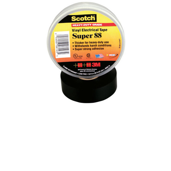 Super 88 Vinyl Electrical Tape, 3/4 in x 36 yd, Black