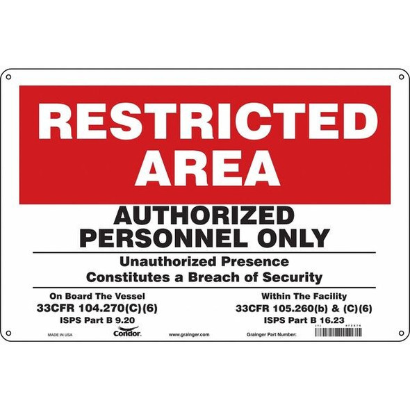 Condor Safety Sign,12 inx18 in,Aluminum 472X76