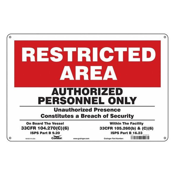 Condor Safety Sign,18" W,12" H,0.032" Thickness 472X76