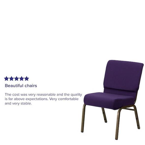 Hercules Church Chair, 21-1-4 in W 25" L 33" H, Fabric Seat  FD-CH0221-4-GV-ROY-GG