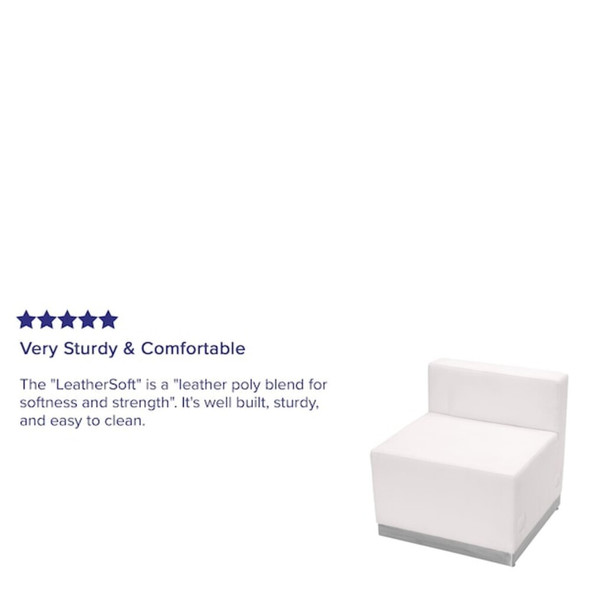 Hercules Alon Chair, White Back, 25-1-2 in W 25-1-4" L 27" H, Leather Seat  ZB-803-CHAIR-WH-GG