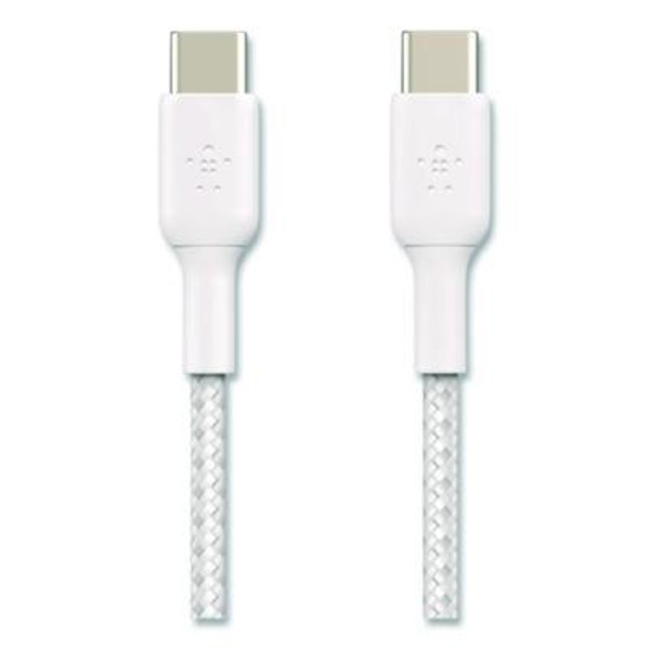 Belkin® BOOST CHARGE Braided USB-C to USB-C Cable, 3.3 ft, White CAB004BT1MWH