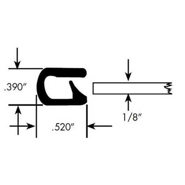 Edge Trim, PVC, 50 ft Length, 3/8 in Overall Width, Style: Edge Trim