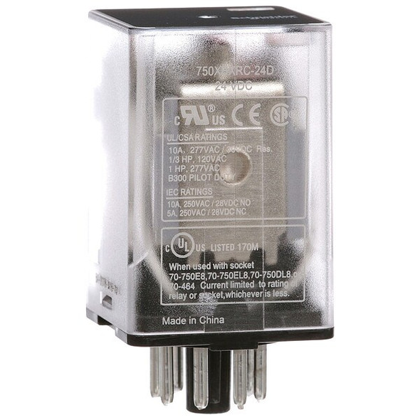 Plug-In, General Purpose Relay, Octal, 10 A, 8 Pins, Pin