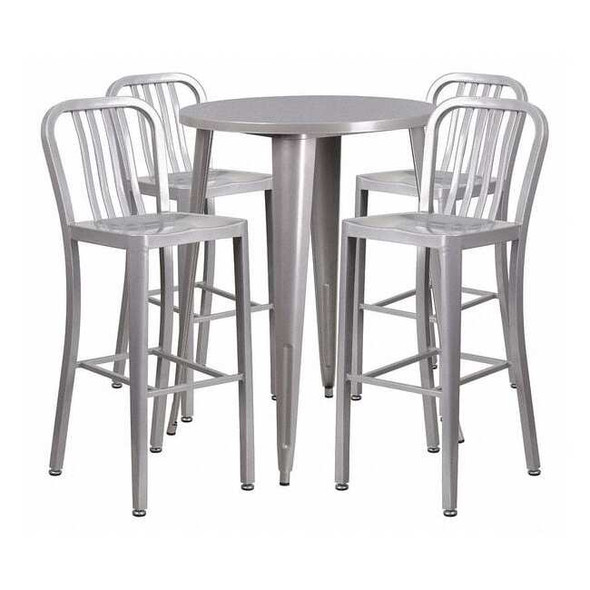 Flash Furniture Round 30" W, 30" L, 41" H, Metal, Grey CH-51090BH-4-30VRT-SIL-GG