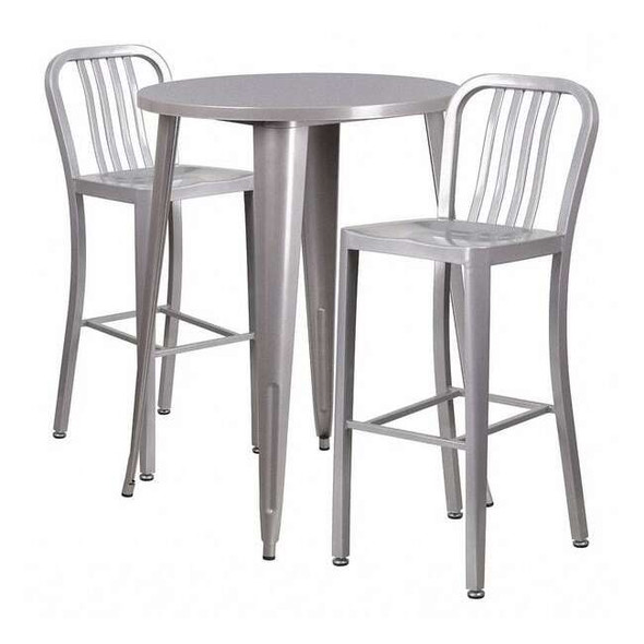 Flash Furniture Round 30" W, 30" L, 41" H, Metal, Grey CH-51090BH-2-30VRT-SIL-GG