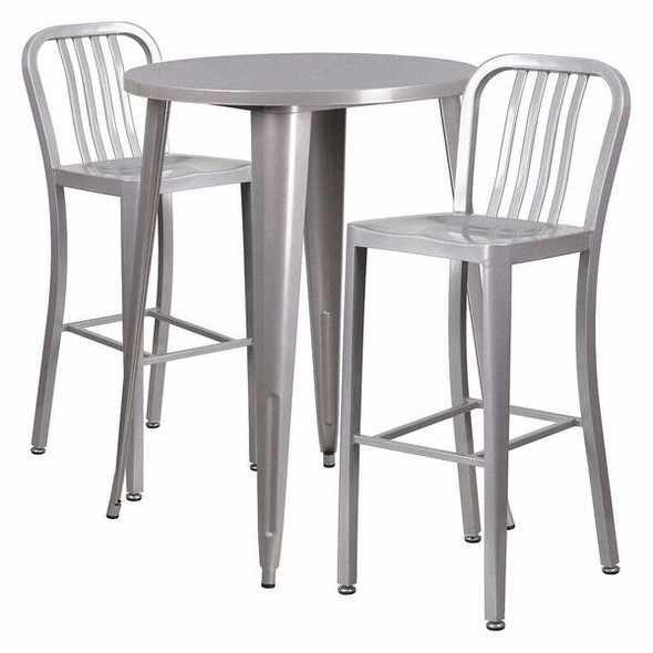 Flash Furniture Round 30" W, 30" L, 41" H, Metal, Grey CH-51090BH-2-30VRT-SIL-GG