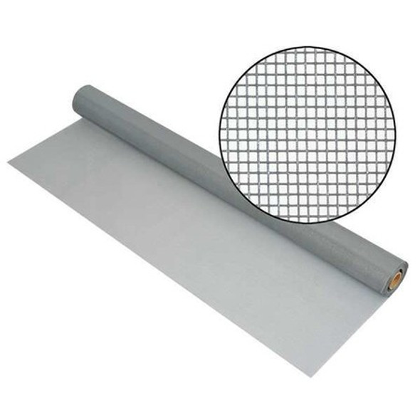 Door and Window Screen, Fiberglass, 36 in W, 100 ft L, 0.013 in Wire Dia, Silver