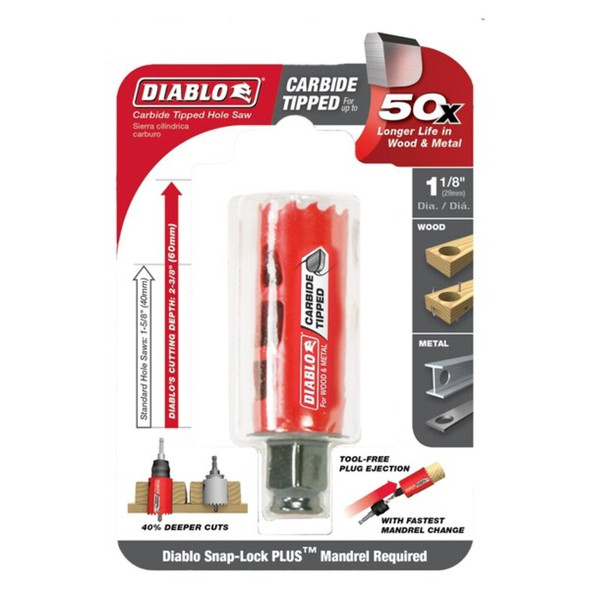Diablo Hole Saw,Diameter:1 1-8",Carbide Tipped DHS1125CT