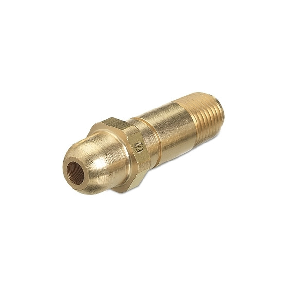 Regulator Inlet Nipples, Oxygen, 1/4"(NPT), 2 1/2", Brass, CGA-540, HandTight