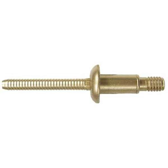 Blind Rivet, Dome Head, 1/4 in Dia., 57/64 in L, Steel Body, 25 PK