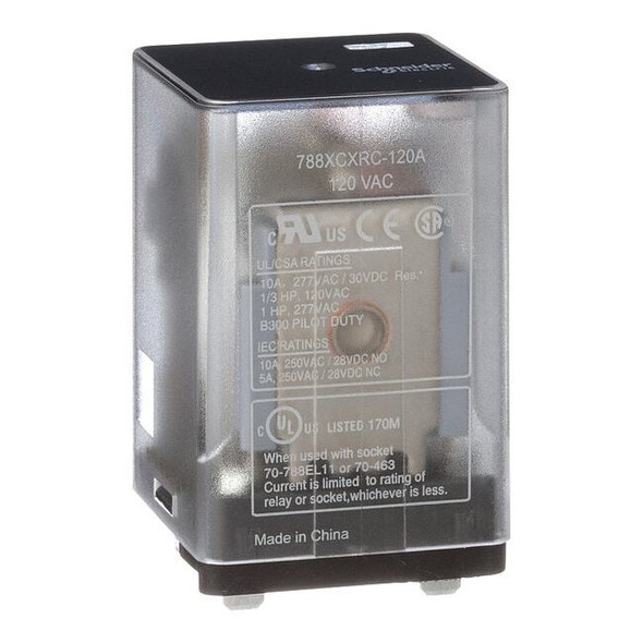 Plug-In, General Purpose Relay, Square, 10 A, 11 Pins, Blade Terminal