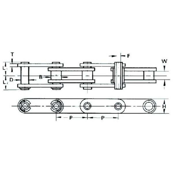 Tsubaki Roller Chain,Conveyor,C2052HP ANSI,10 ft C2052HPB