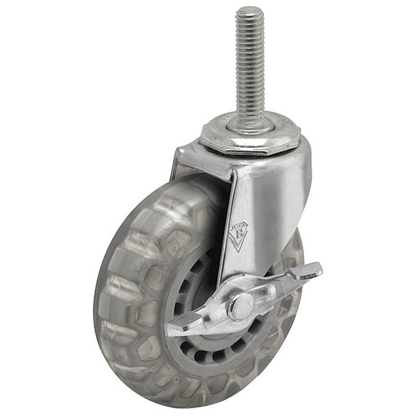 2" X 13/16" Non-Marking Pvc Swivel Caster, Side Brake, Loads Up To 90 lb