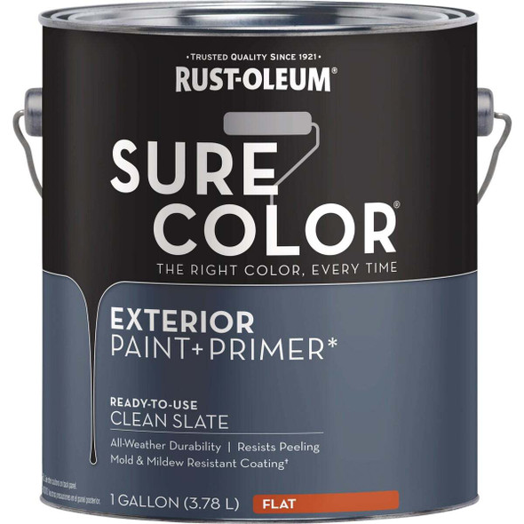 Rust-Oleum Sure Color Exterior Paint and Primer, Clean Slate, Flat, 1 Gal 394674
