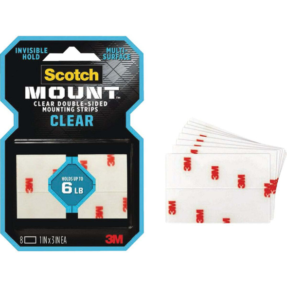 Scotch Mount 1 In. x 3 In. Clear Double-Sided Mounting Strips (8-Count) 410H-ST
