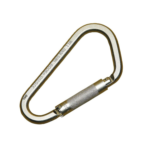 Carabiner, 2" Gate Opening Steel, with Self Closing Locking Gate, Yellow-Zinc