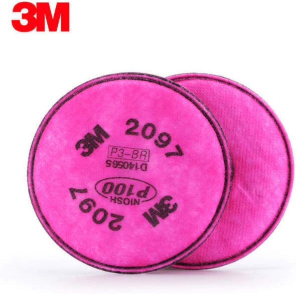 3M Particulate Filter 2097/07184(AAD), P100 Respiratory Protection with Nuisance Level Organic Vapor Relief - 1 Pair