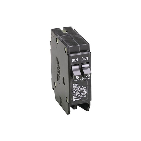 Eaton Circuit Breaker, BD Series, 15/20A, 1 Pole, 120V AC, 10kA BD1520