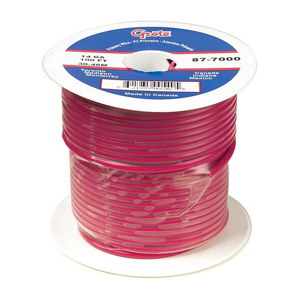 Grote Primary Wire, GPT, 12 AWG, Copper, Red, PVC Jacket, Stranded 89-6000