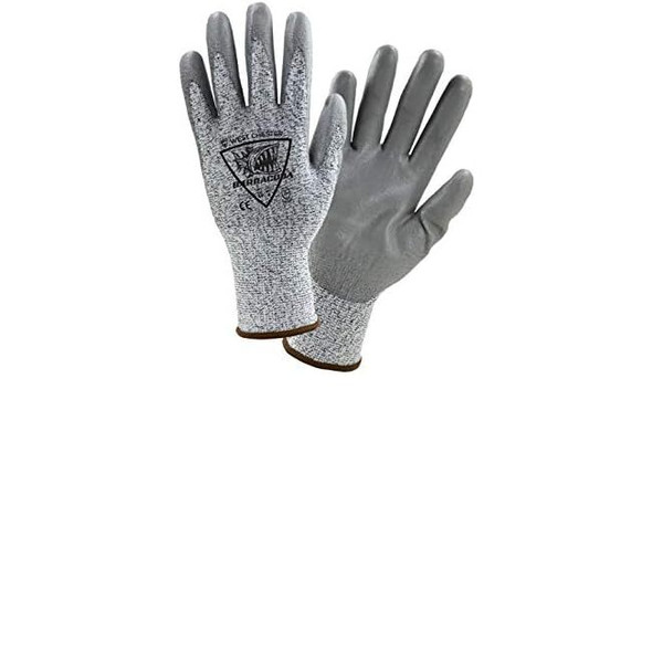 West Chester 713DGU/L Barracuda - 13 Gauge HPPE/High Performance Yarn, Gray PU Coated Palm: ANSI A4 Cut Level