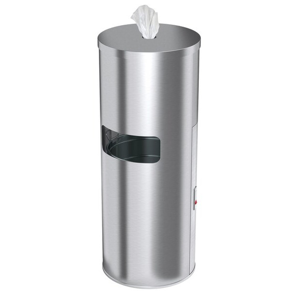 Hls Commercial 9 Gallon Trash Can with Sanitizer Gym Wipe Dispenser HLSC09WSR