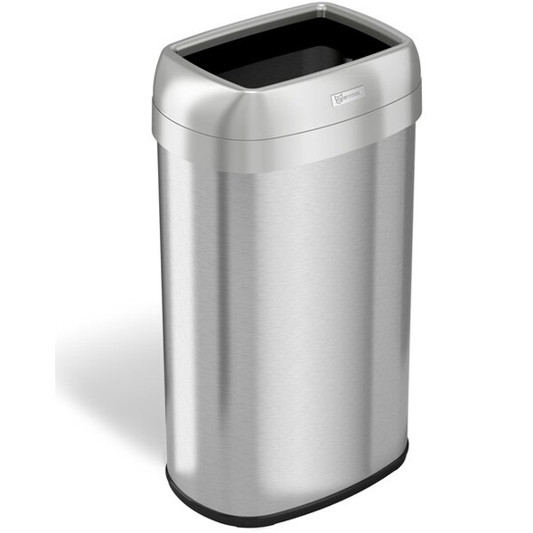16 gal Oval Trash Can, Silver, Open Top, Stainless Steel, 11.5 in