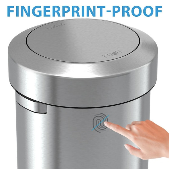 Hls Commercial 17 gal Round Indoor Metal Can, Silver, Swing Top, Stainless Steel, 15.83 in HLS17FTS