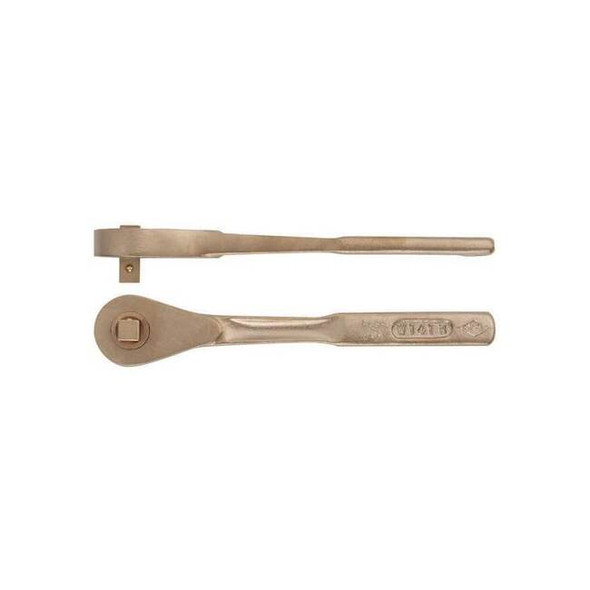 1/4" Drive 12 Geared Teeth Round Head Style Hand Ratchet, 5" L, Natural Finish
