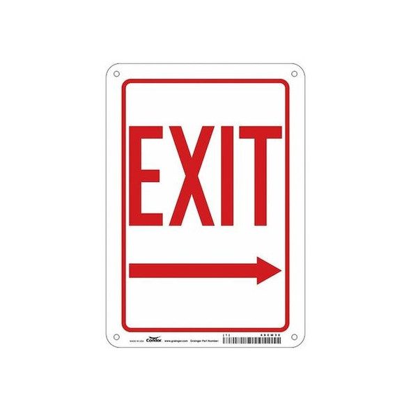 Condor Exit Sign, Plastic, 7" W, 10" H, Exit, White 480M36