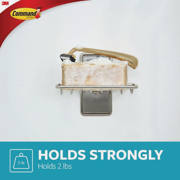 Command Adhesive Soap Dish, Satin Nickel, 2 Medium Water-Resistant Strips BATH34-SN-ESF 239647