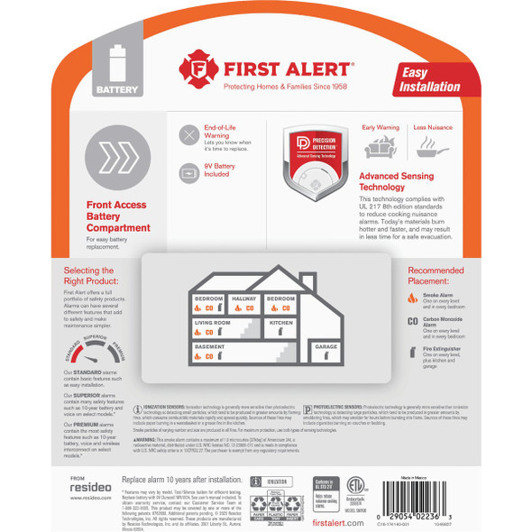 First Alert SMI100 Battery Powered Ionization Smoke Alarm 1046827 513699