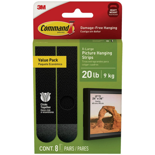 Command 20 Lb. Black Picture Hanging Strips, 8 Pairs 17217BLK-8ES