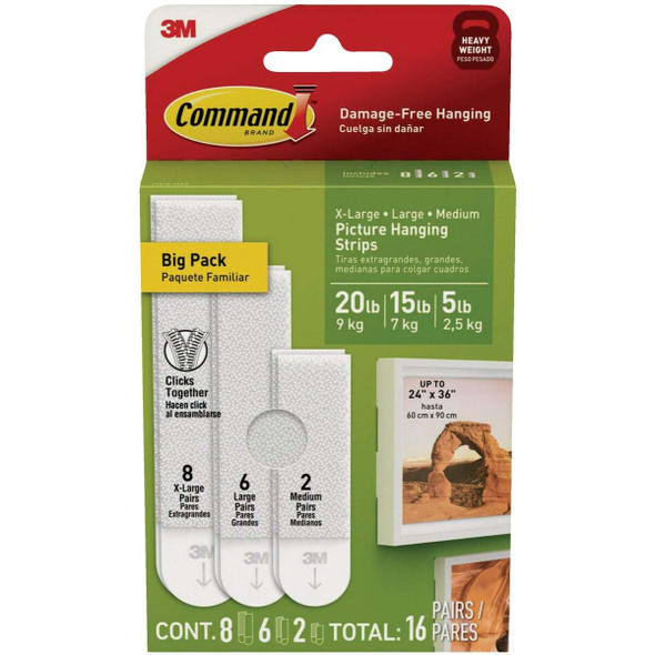 Command White Picture Hanging Strip Mixed Pack, 16 Pairs 17218-16ES
