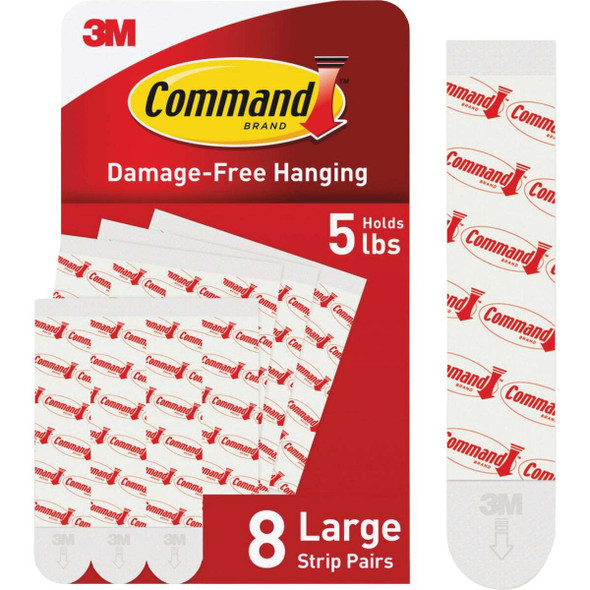 Command Large Adhesive Strips, White, 8 Strips 17023-8ESF