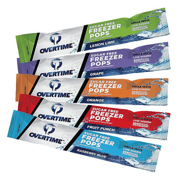 Overtime Freezer Pops, Sugar Free, 1 oz, Assorted Flavors, PK150 50-FREEZERPOPS